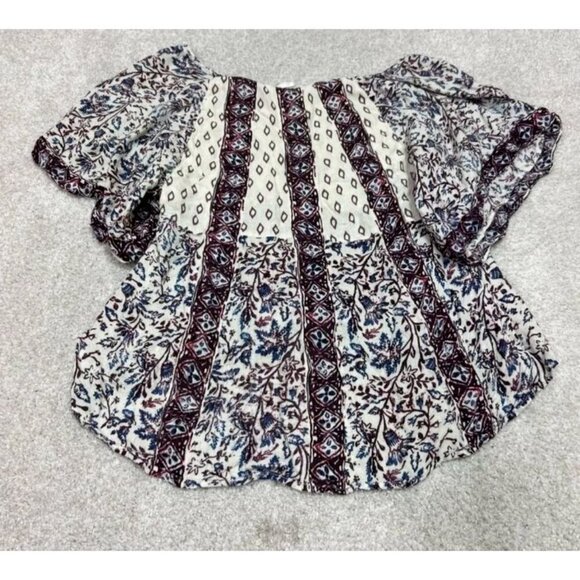 Free People Blouse Women’s Multicolored Floral Short Sleeve Size XS - Picture 5 of 8